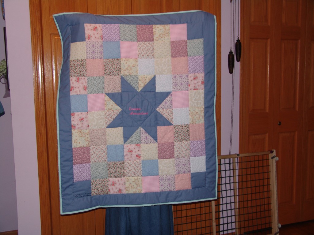 Made in August 2009 for my grandma Evonne who was in the nursing home. Machine quilted. 